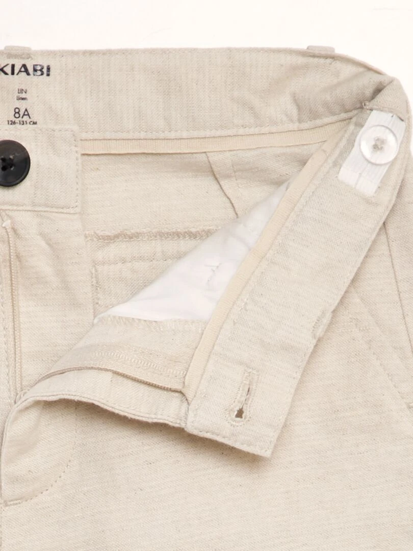 Bermuda droit en coton lin   Beige