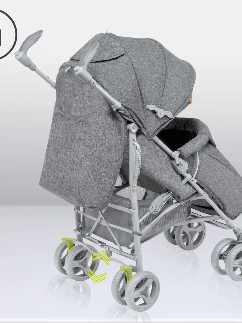 LIONELO Irma   Poussette bébé canne compacte   De 6 à 36 mois   Accessoires inclus   Gris   Gris