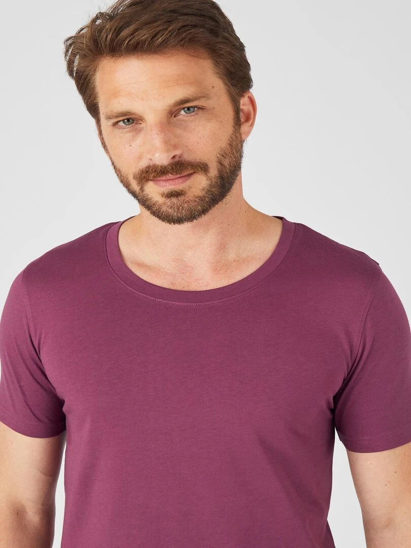 Tee shirt manches courtes en pur coton pima Damart Violet prune