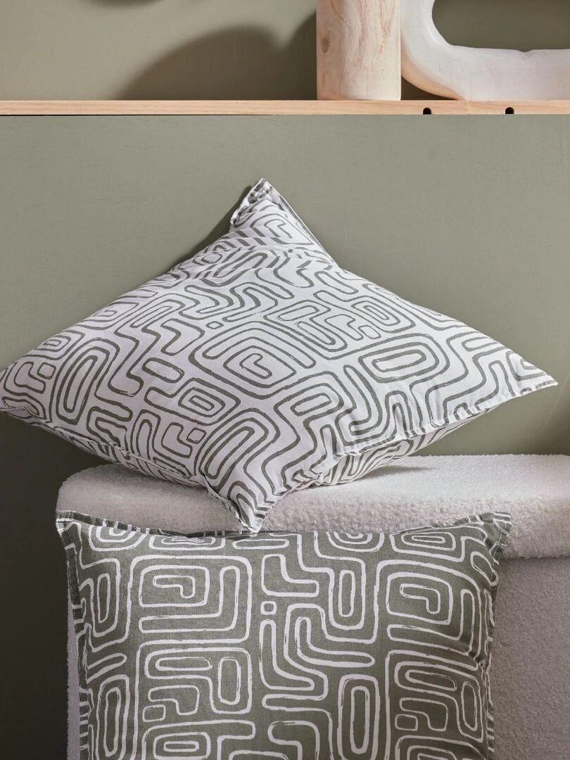 Coussin carré imprimé coton MATISSE   Blanc