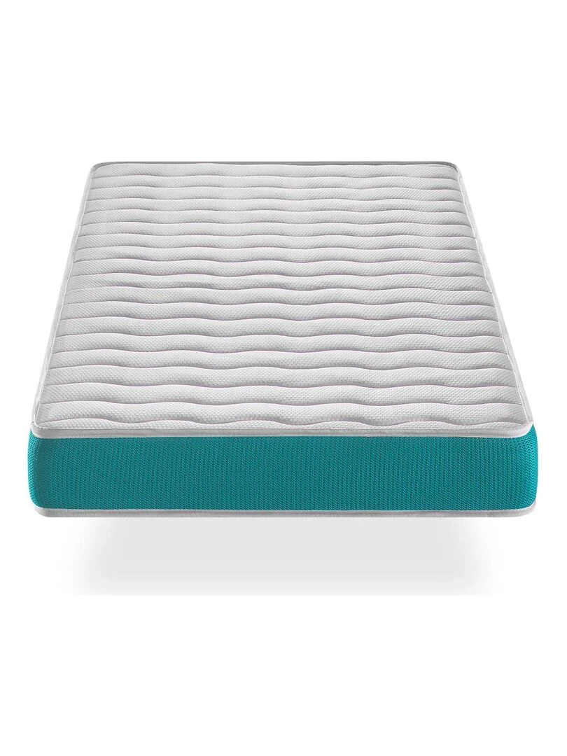 Matelas bebe 70x140 EKOZEN mousse  Epaisseur 11 cm Respirante et ergonomique. Fermete ideal   Blanc Vert