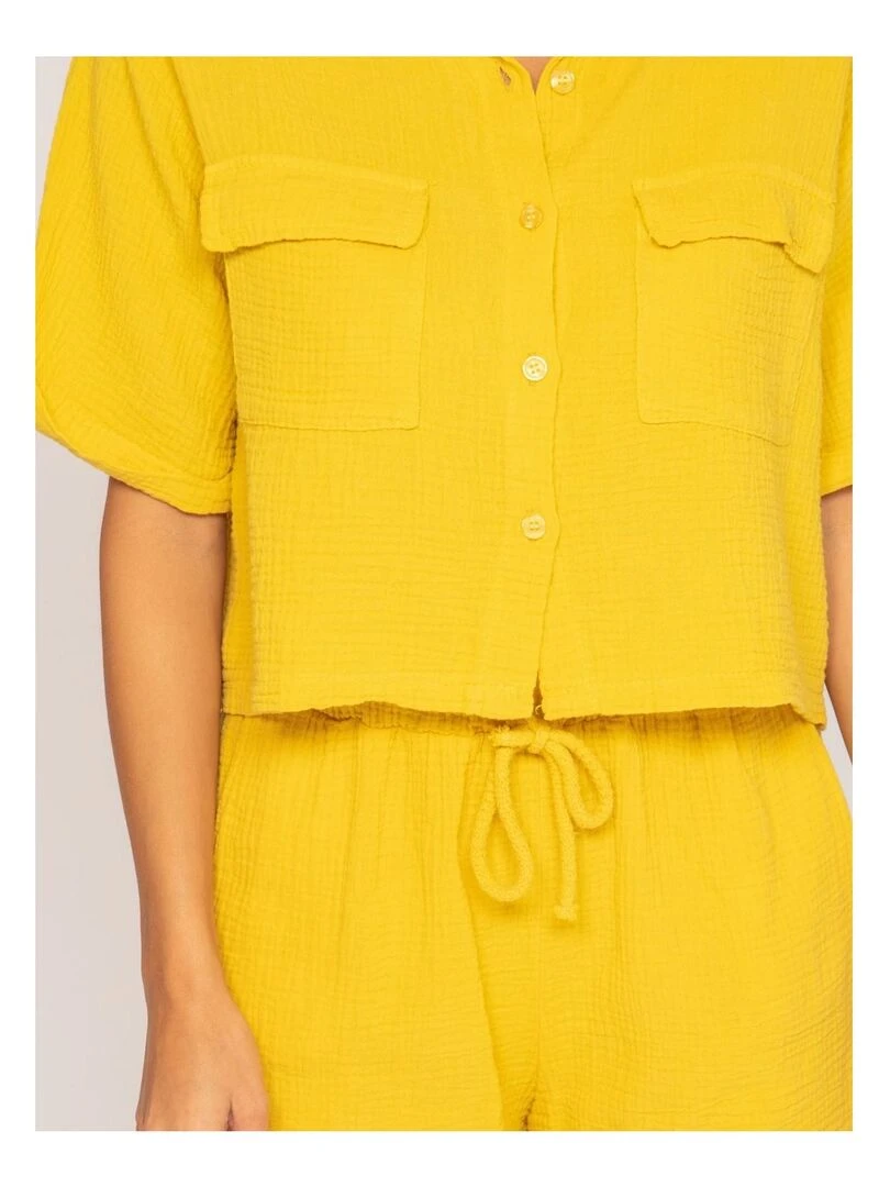Chemise courte gaze de coton ORALIA   Moutarde