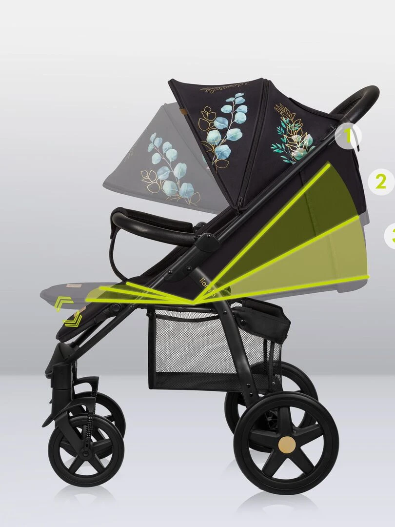 LIONELO Annet Plus Poussette canne universelle Jusqu'à 22 kg Golden Moments Noir Bleu