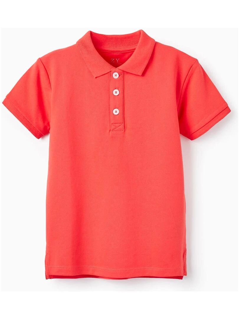 Polo à manches courtes en piqué de coton pour garçon manches courtes Rouge