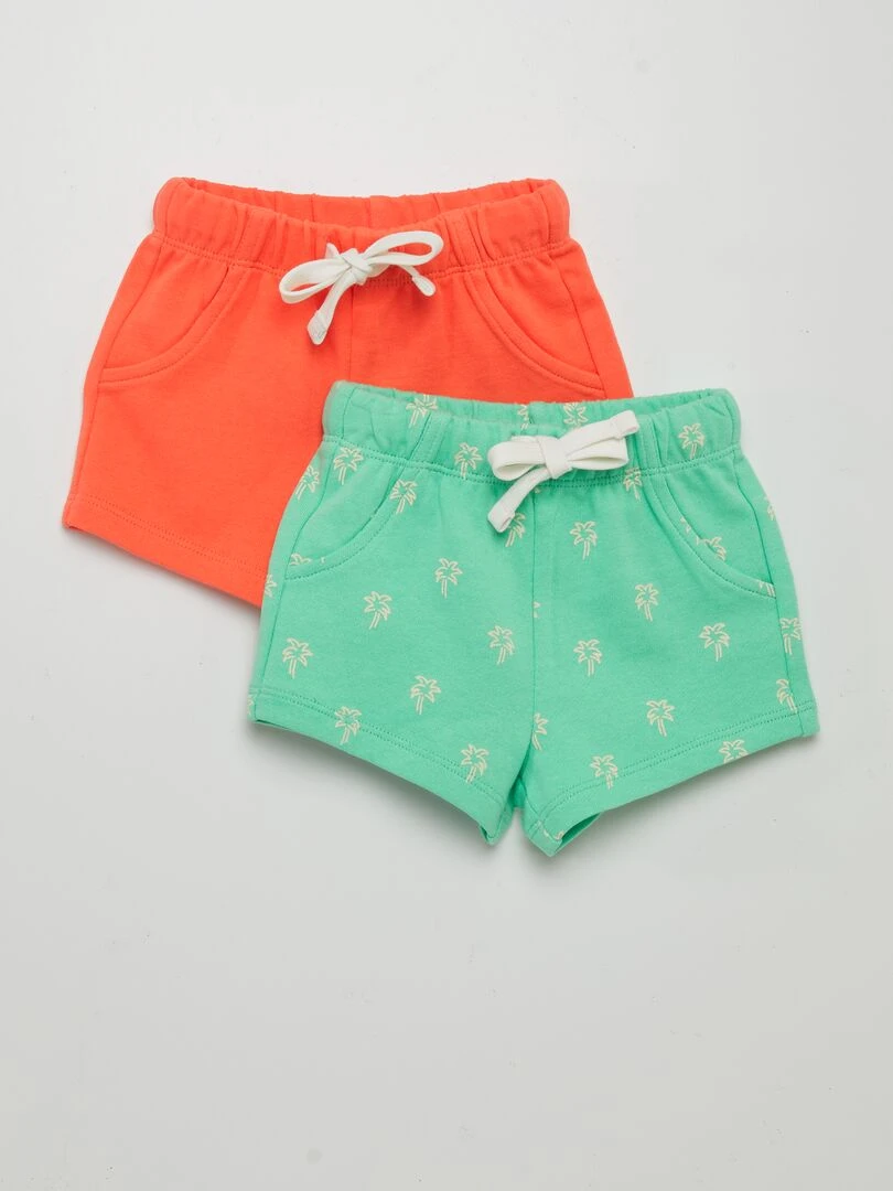 Lot de 2 shorts en molleton fin Vert/rouge