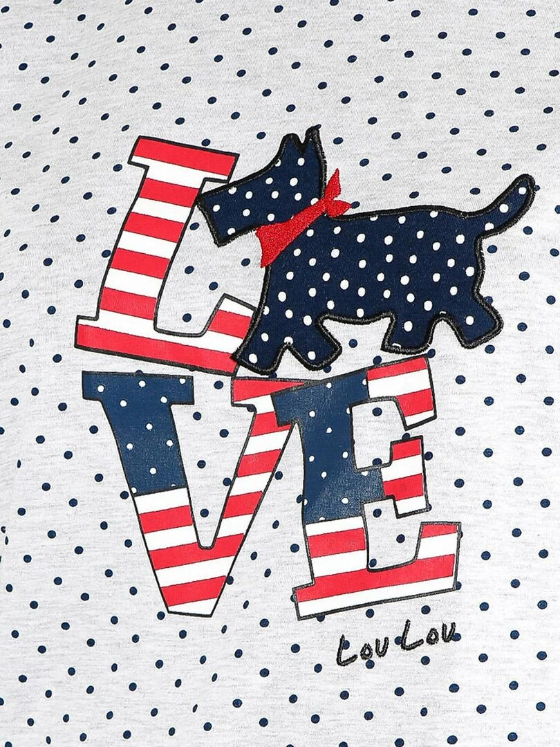 Pyjama fille short t shirt LouLou Love gris Gris
