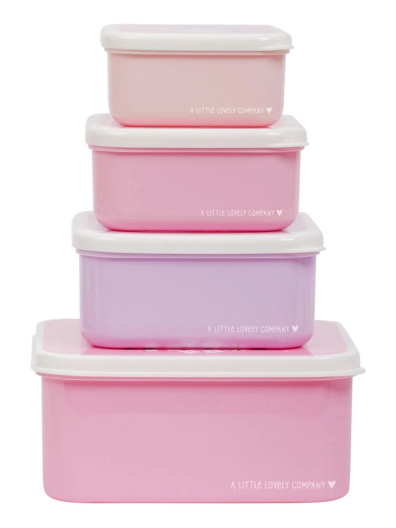 Lot de 4 boîtes à goûter Licorne   Rose