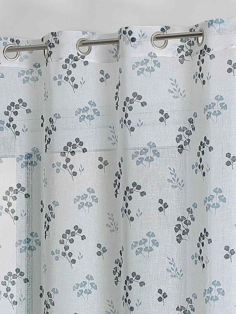 Voilage tamisant en étamine fleurie   Gris clair