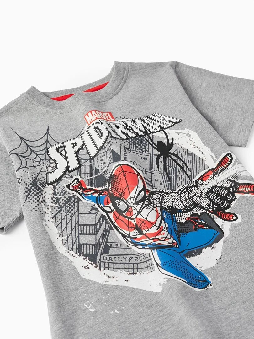 T Shirt en coton pour garçon 'Spider Man' manches courtes   Gris