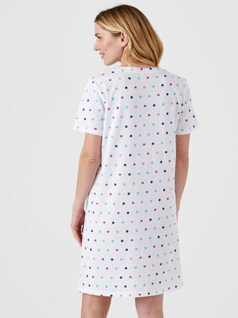 Chemise de nuit manches courtes jersey imprimé   Damart   Bleu