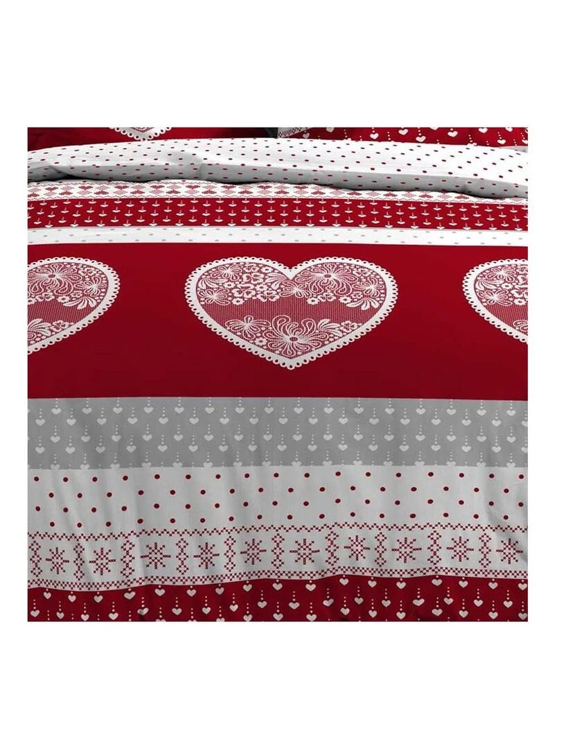 Housse de couette 240x220 + 2 taies Passionnément coton 57 fils   Rouge
