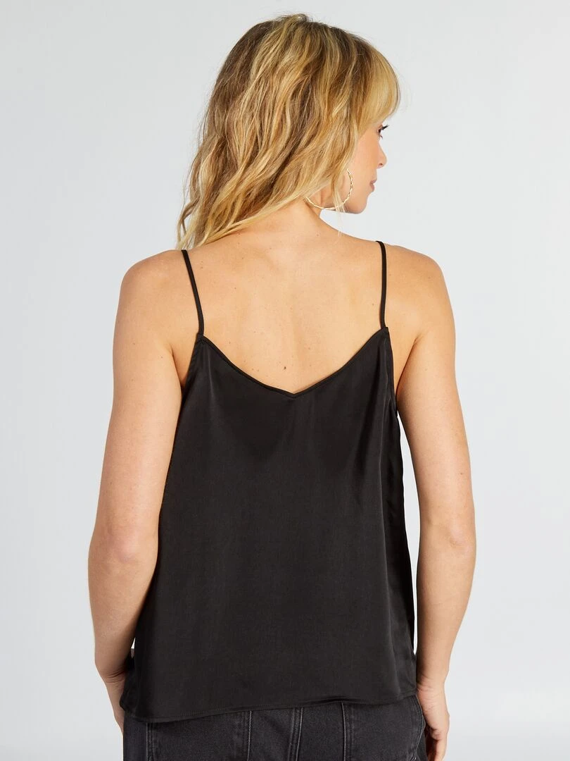 Top fines bretelles en satin   noir