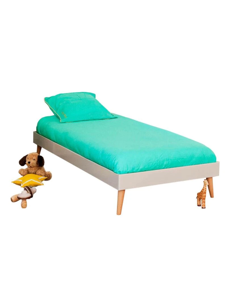 Pack lit avec pieds et matelas Doris AKITEN RETAIL Gris
