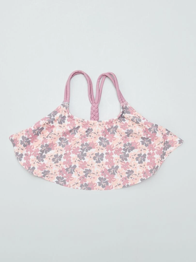 Maillot de bain fleuri   2 pièces   Marron