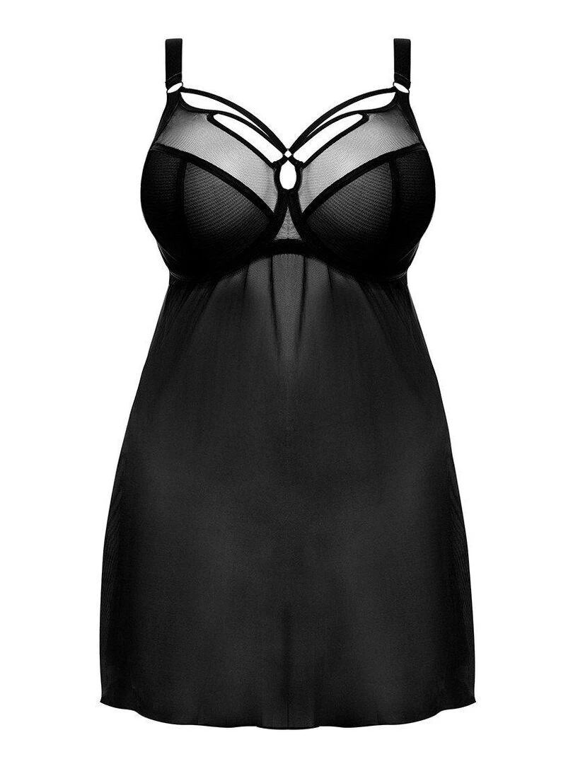 Nuisette grande taille avec soutien gorge Sachi   Noir