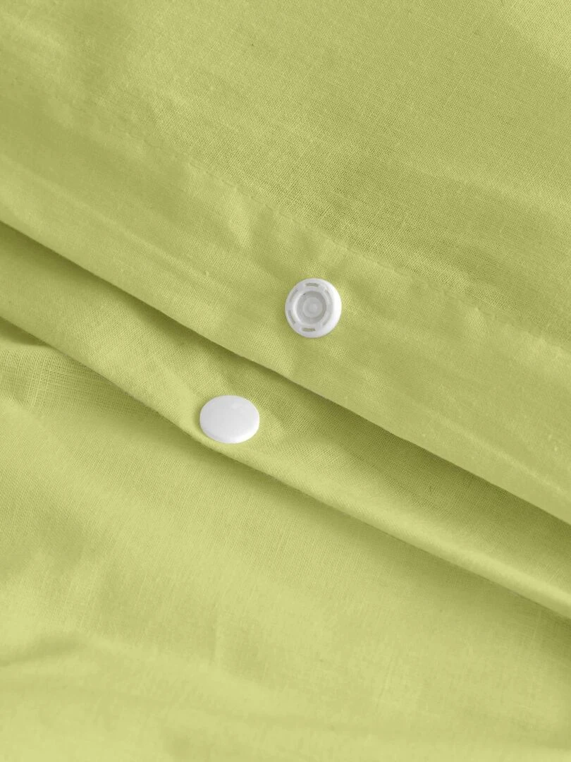 Parure housse de couette 2 pièces Basic Berceau "Happyfriday" Vert olive