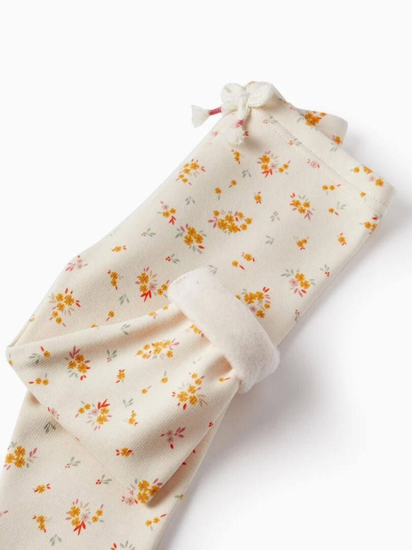 Leggings Cardadas pour Bébé Fille 'Floral'  SWEET FROSTY DREAMS   Beige clair