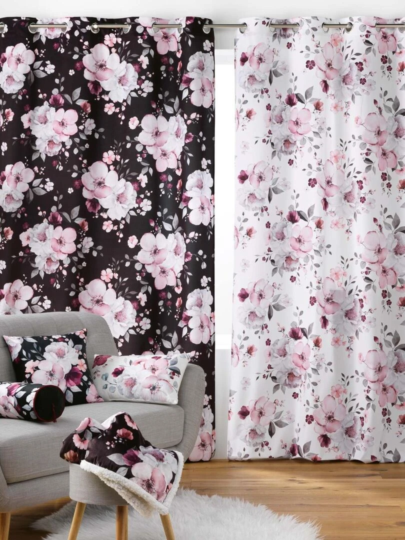 Rideau en velours fleuri   Blanc