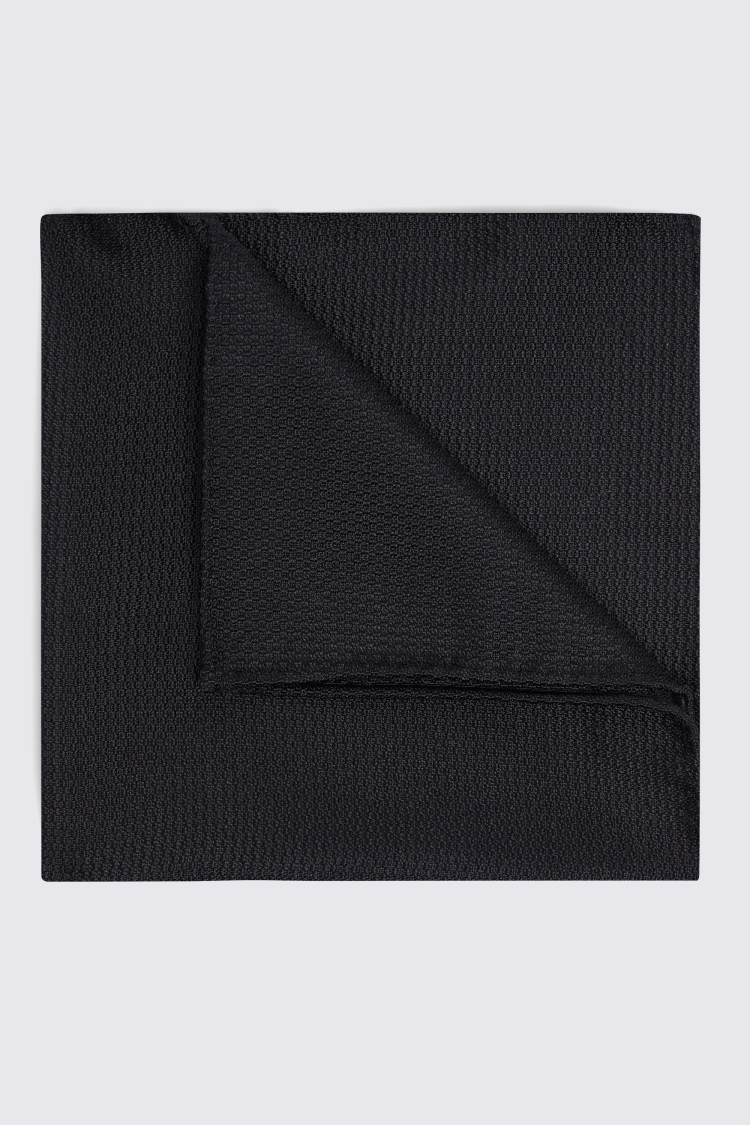 Black Silk Semi-Plain Pocket Square Buy Online at Moss