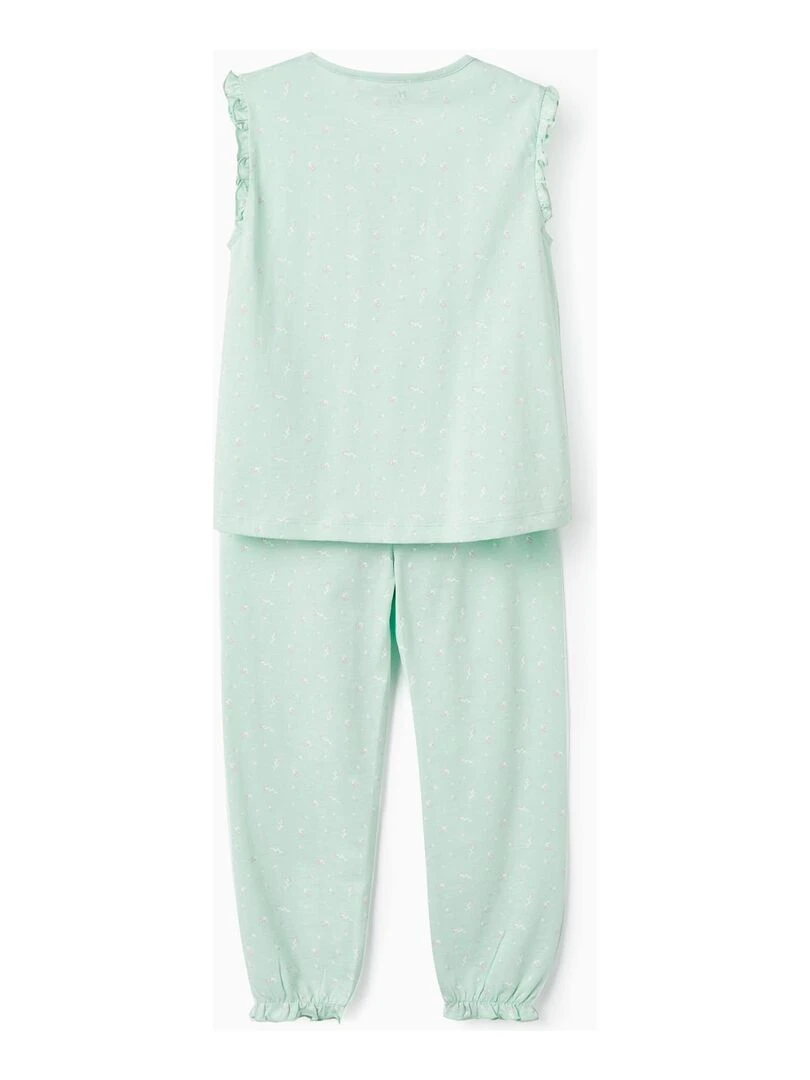 Pyjama en coton avec motif floral pour fille manches courtes BOUQUETS DES MIMOSAS Vert clair