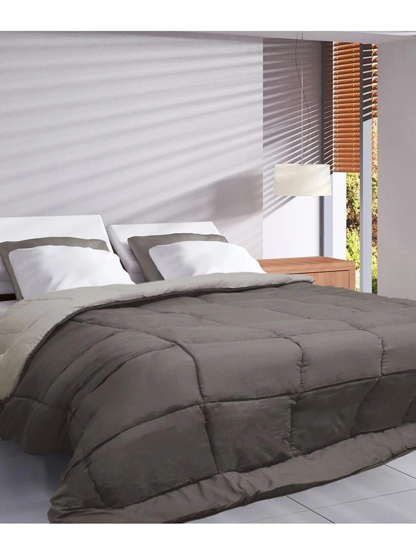 Couette réversible bicolore en microfibre 400 gr/m² Taupe