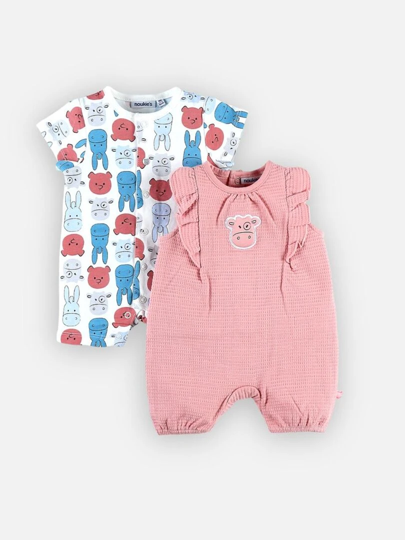 Set de 2 combishorts en coton Noukie's Rose