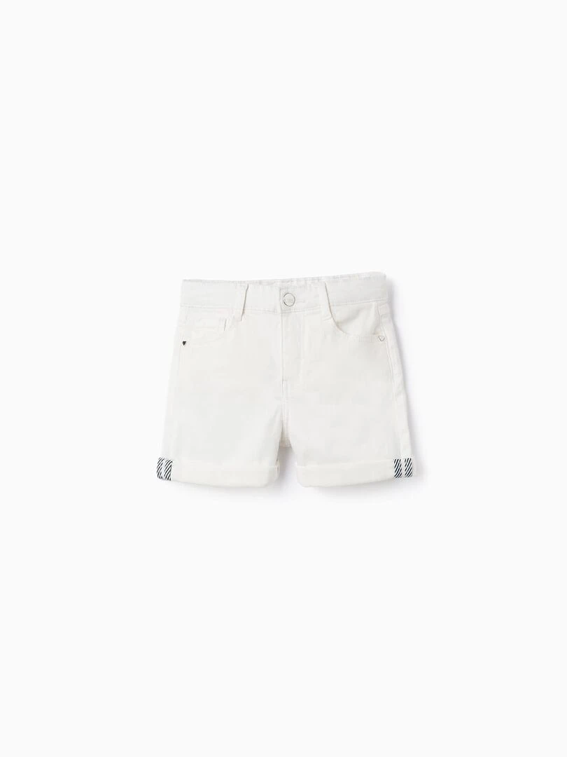 Short En Sergé De Coton Pour Fille Blanc