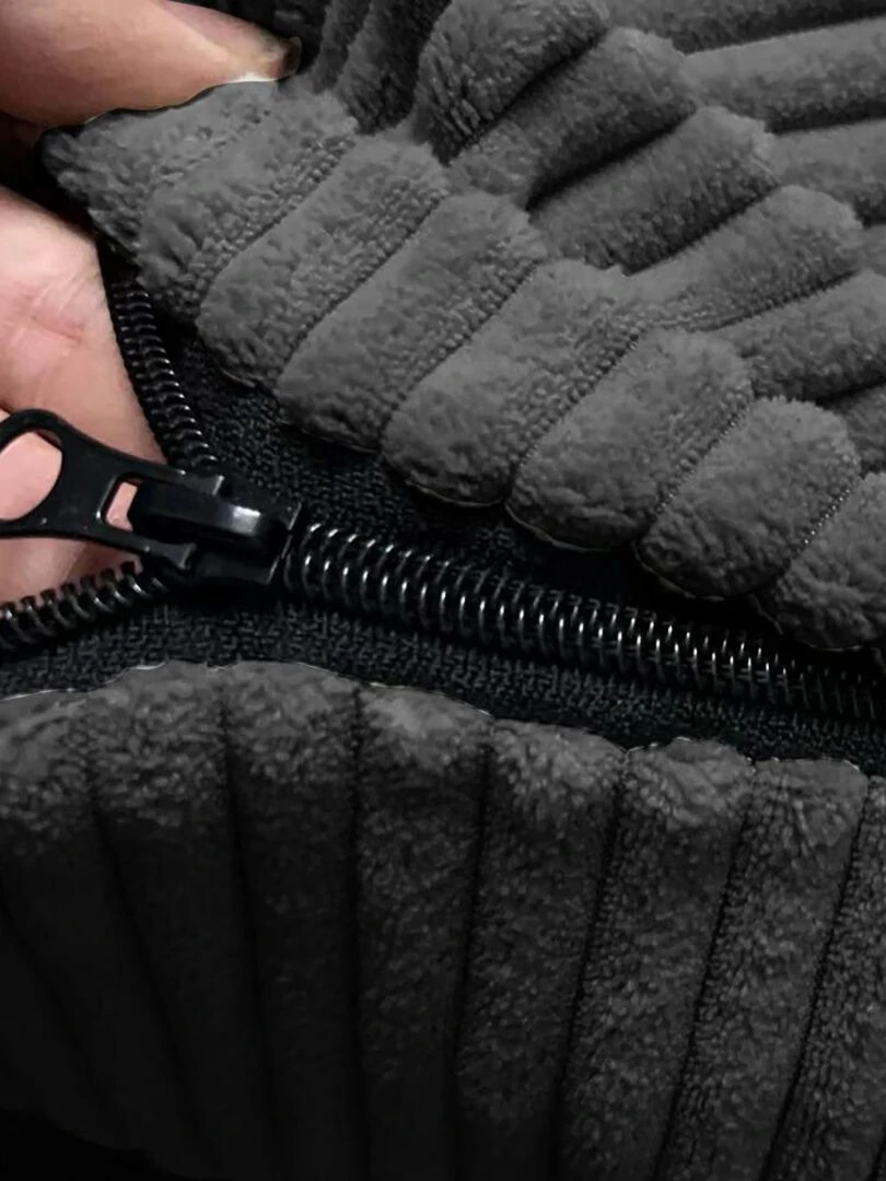 Pouf en Velours Côtelé   Chic  Doux et Déhoussable   Bananair   Gris foncé