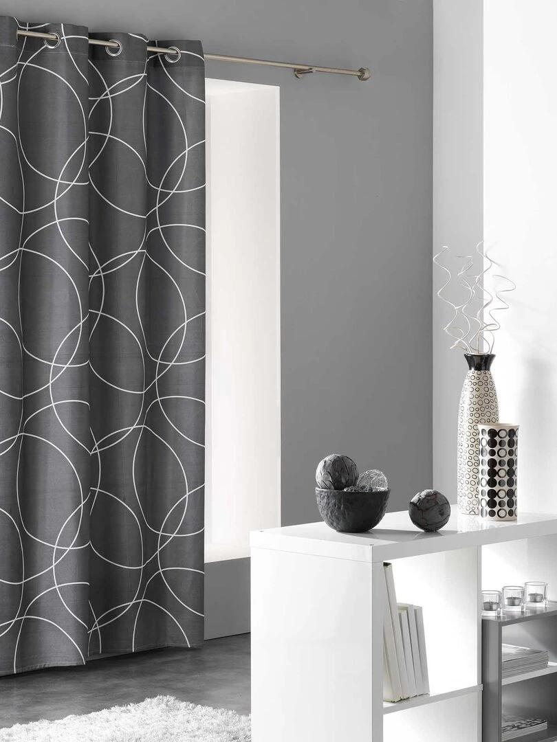 Rideau a oeillets imprime Microfibre Collection Elton Gris