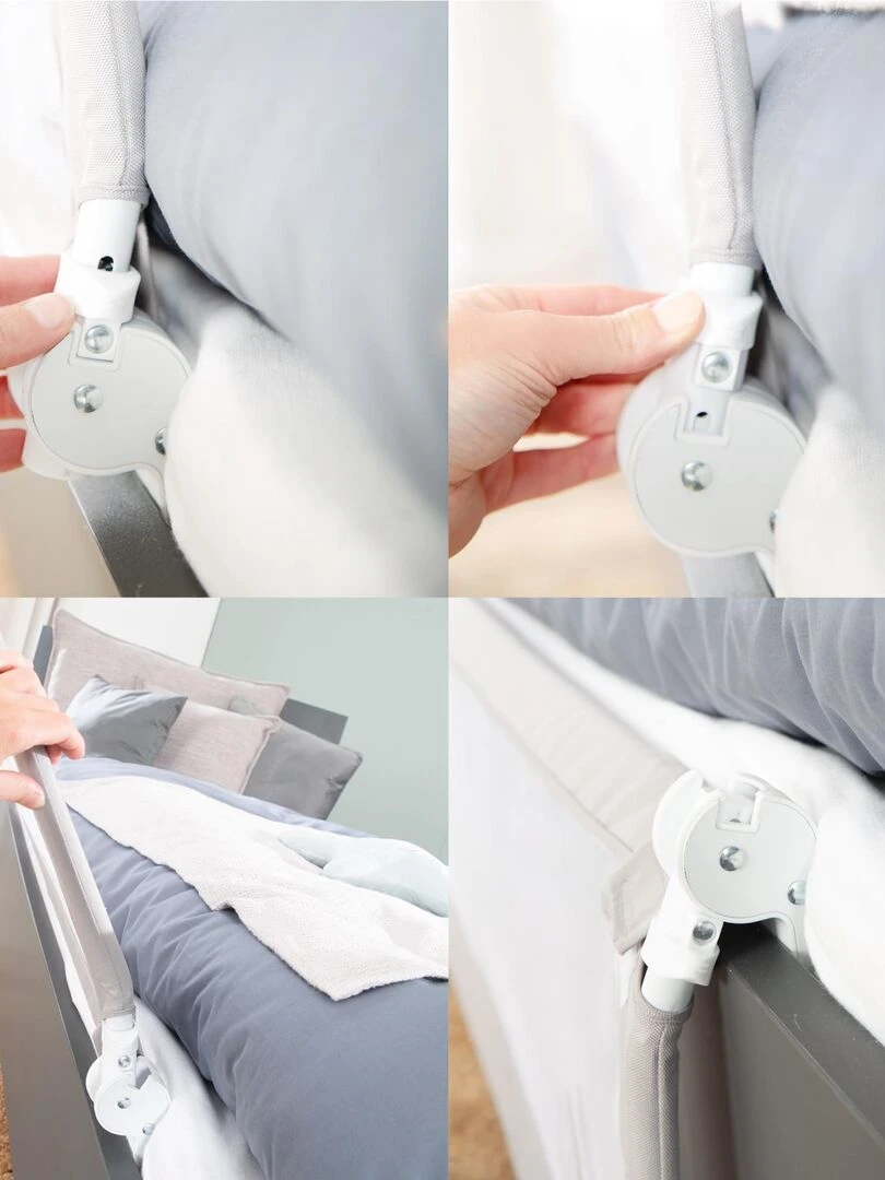 ROBA Barrière de Lit Bébé et Enfant "Klipp Klapp"   100 cm   Antichute et Rabattable   Gris   Gris Blanc