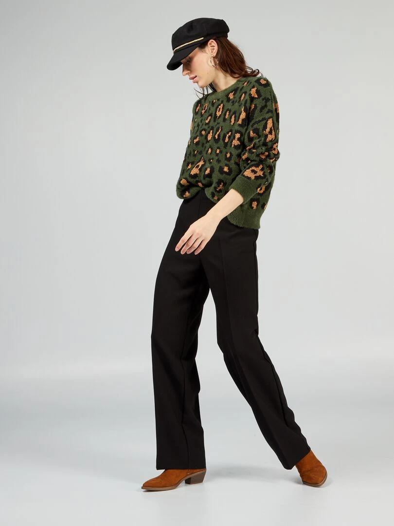 Pull en maille à motif 'léopard' Vert