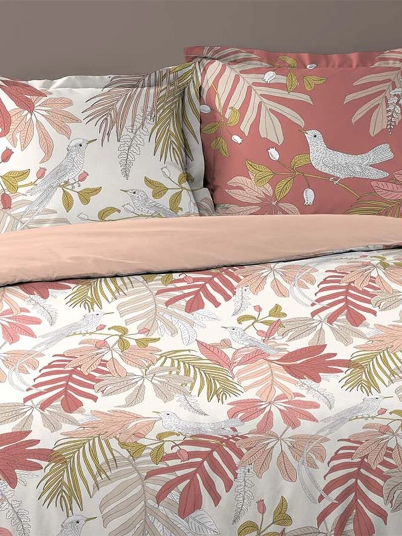 Housse de couette 260x240 + 2 taies Sweet Poesy coton 57 fils Rose