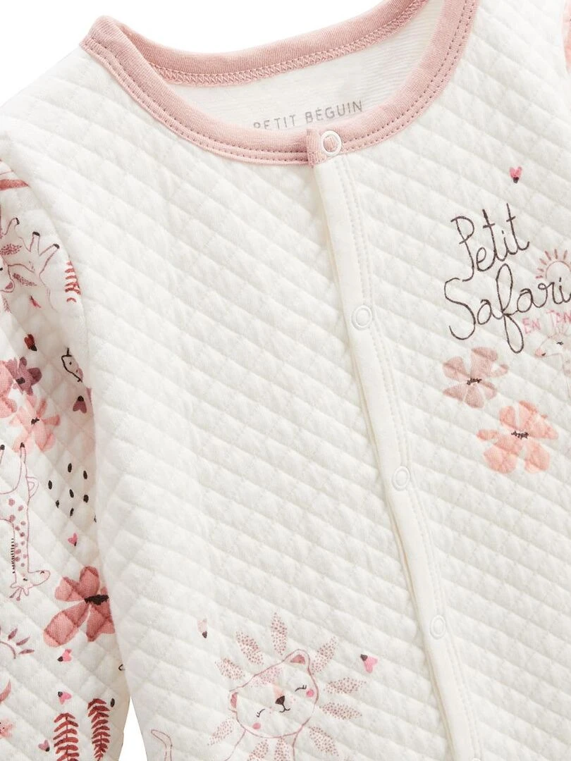 Pyjama bébé en coton matelassé Petit Safari   Ecru