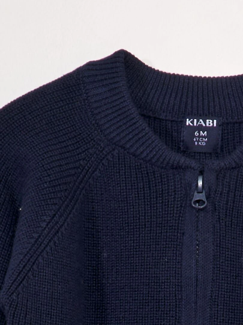 Gilet côtelé zippé Bleu marine