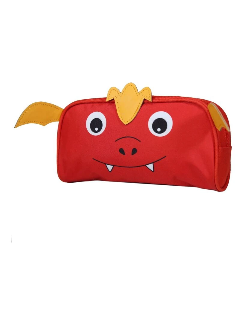 BAGTROTTER Trousse scolaire rectangulaire 3D Dragon Kids Rouge Rouge