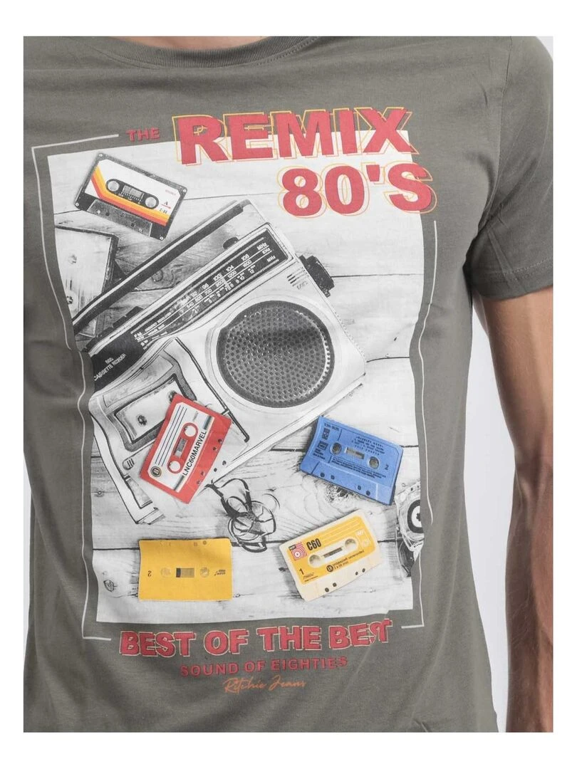 T shirt col rond pur coton JAMIX   Kaki