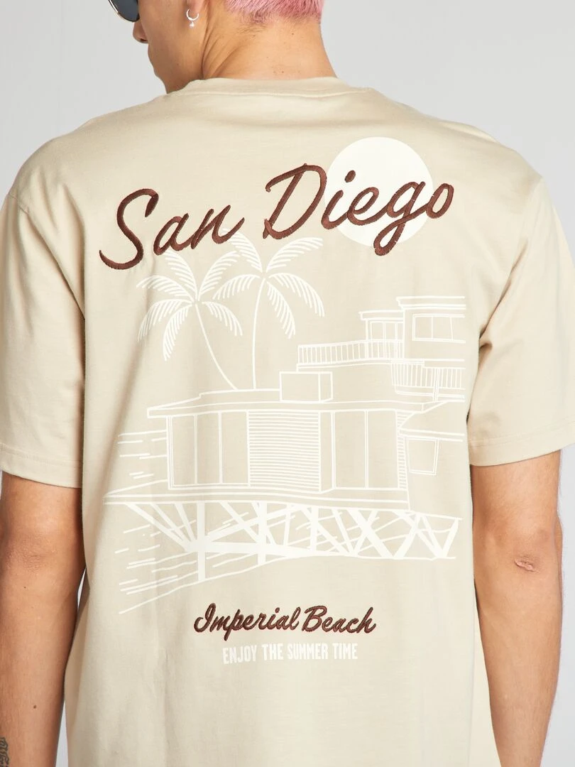 T shirt à broderie   Beige