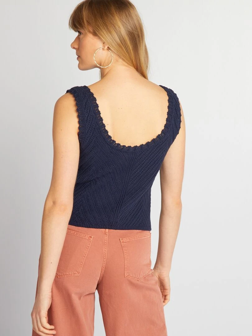 Top court en crochet   Bleu