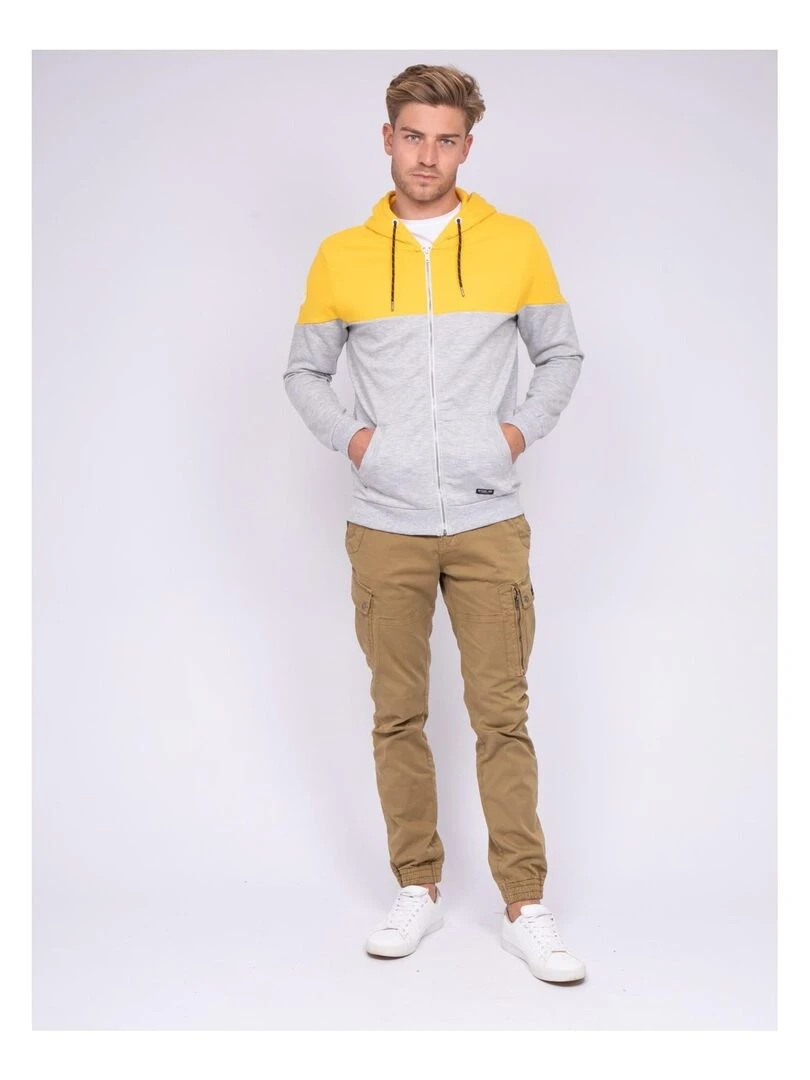 Sweat zippé capuche WICK   Jaune