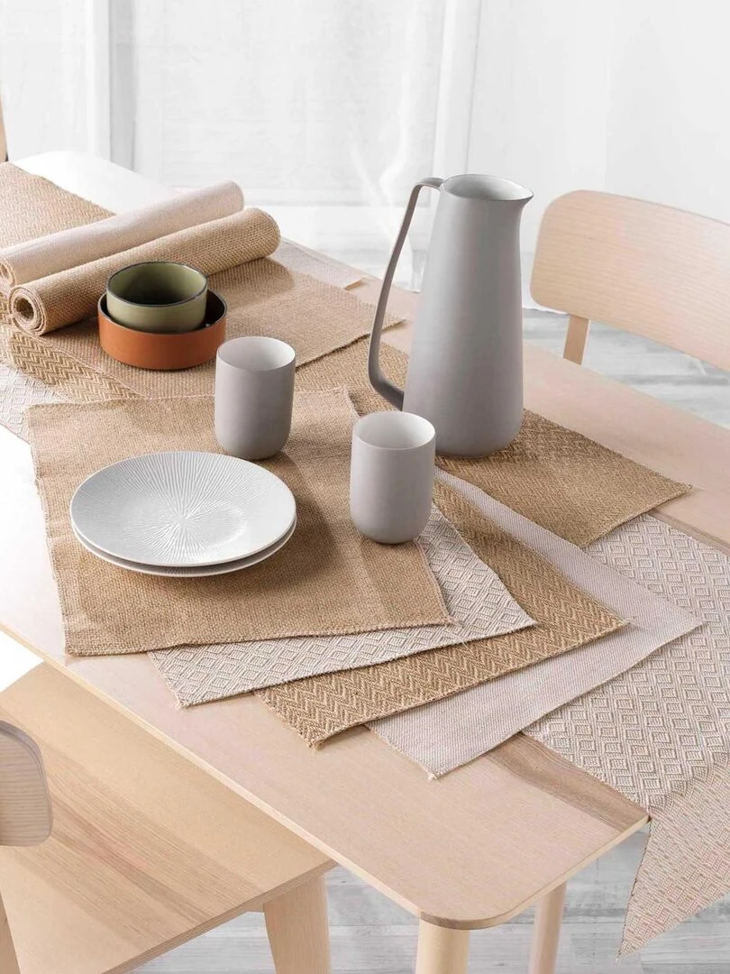 Duo de sets de table en jute   Beige clair