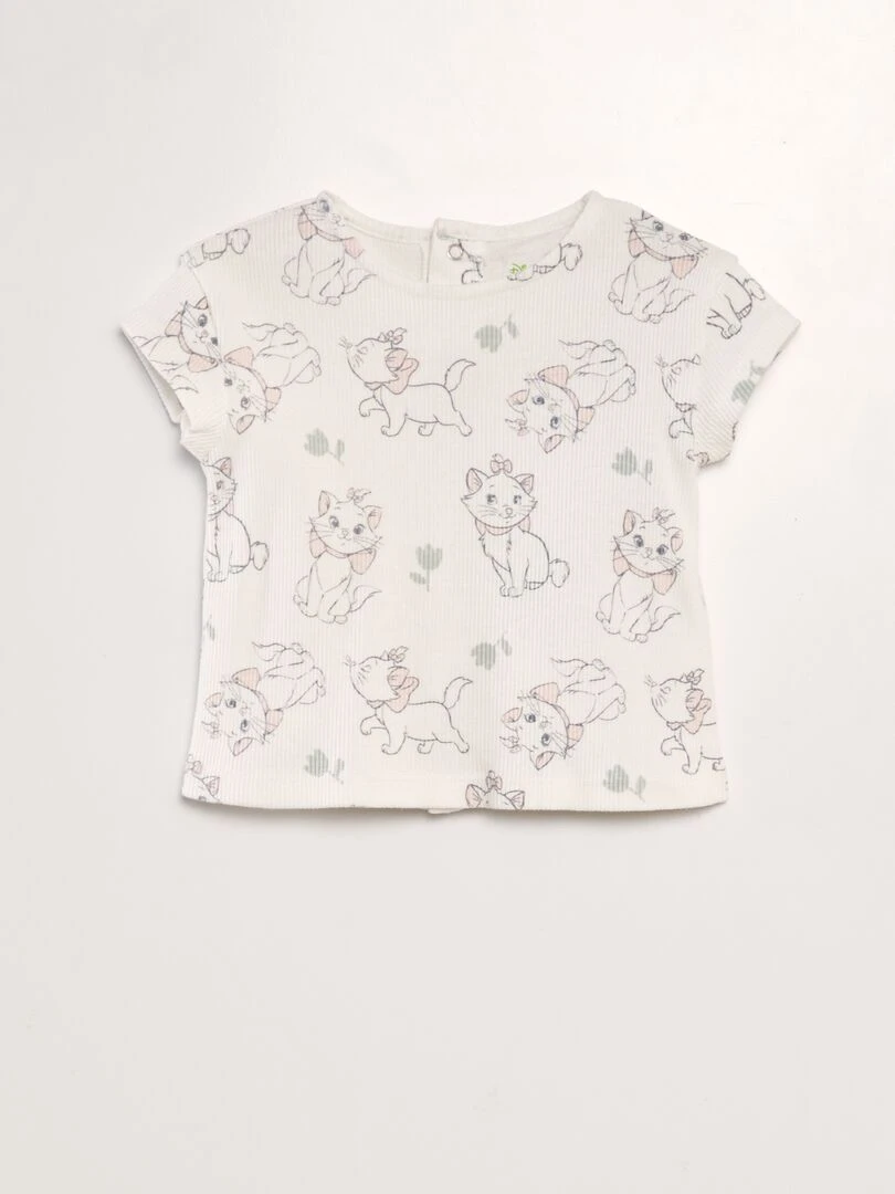Combishort denim + T shirt imprimé 'Marie' des 'Aristochats'   2 pièces   Marie