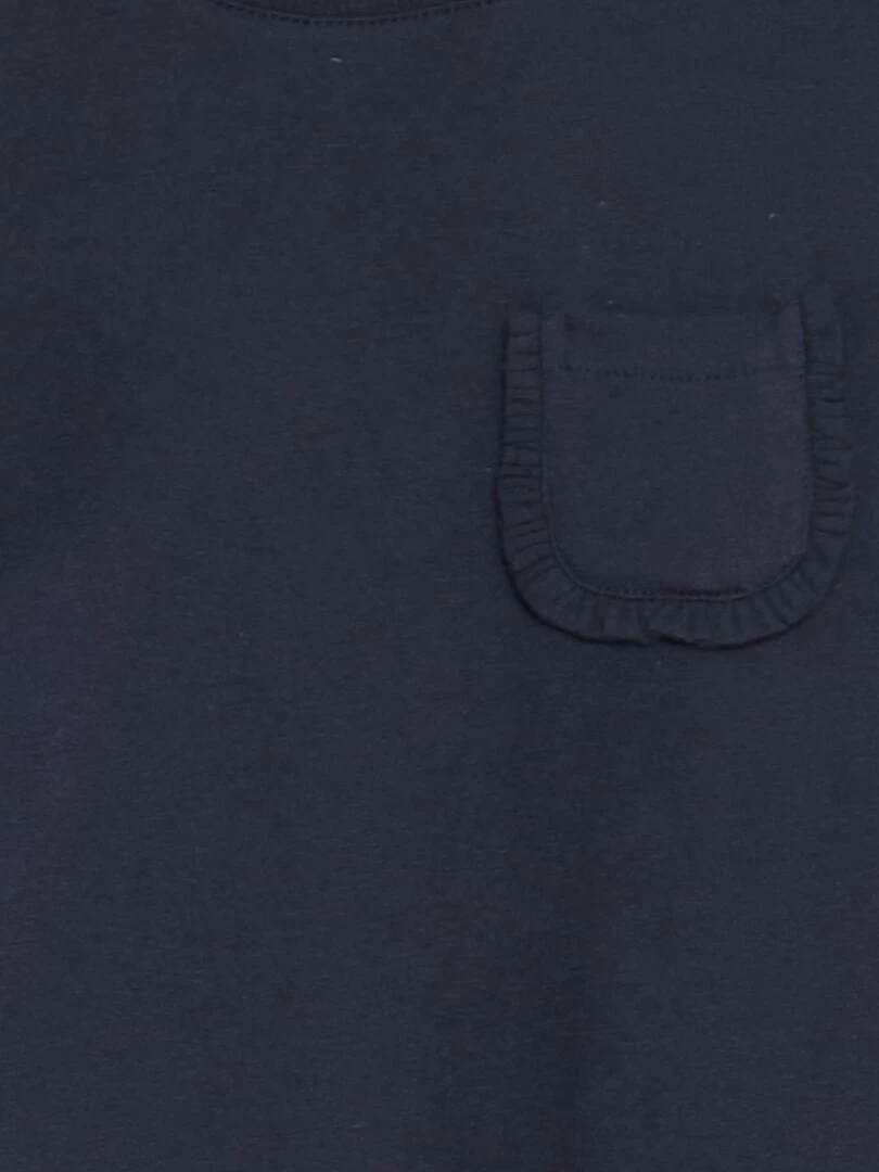 T shirt uni avec poche bleu marine