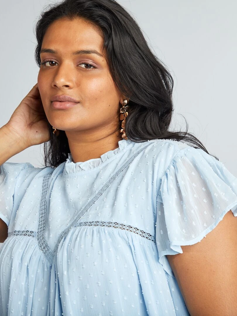 Robe en voile 'plumetis'   Bleu