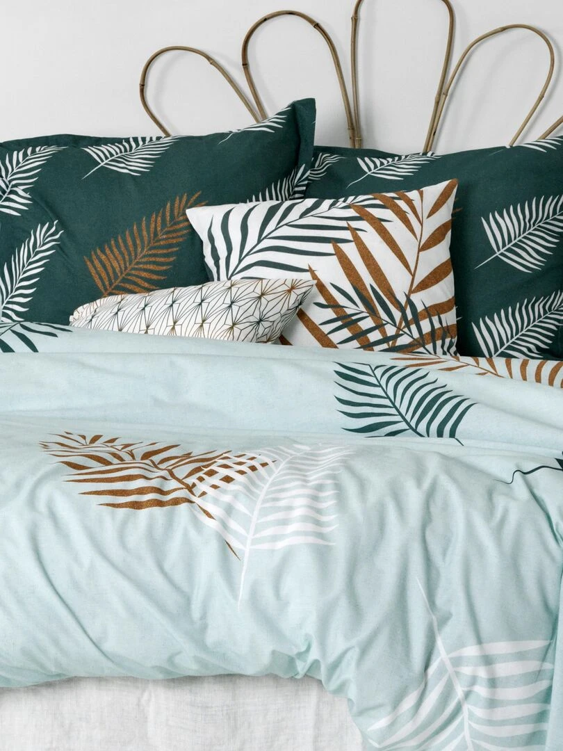 Housse de couette Foliage mint "Happyfriday"   Blanc