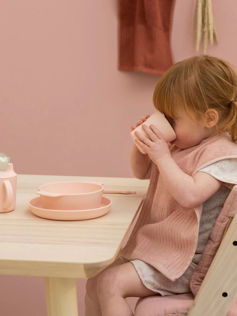 Lot de 2 gobelets en silicone Mrs Rabbit   Rose