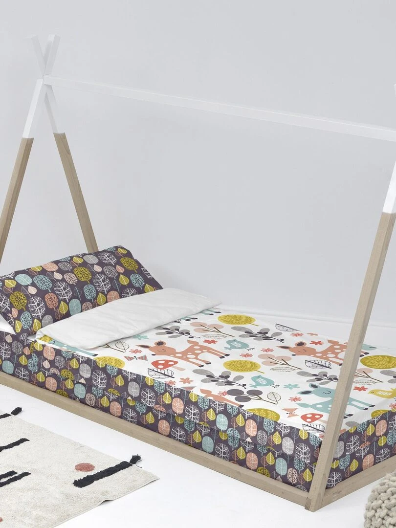Couchage prêt à dormir Avec couette Woodland "Happyfriday" Blanc