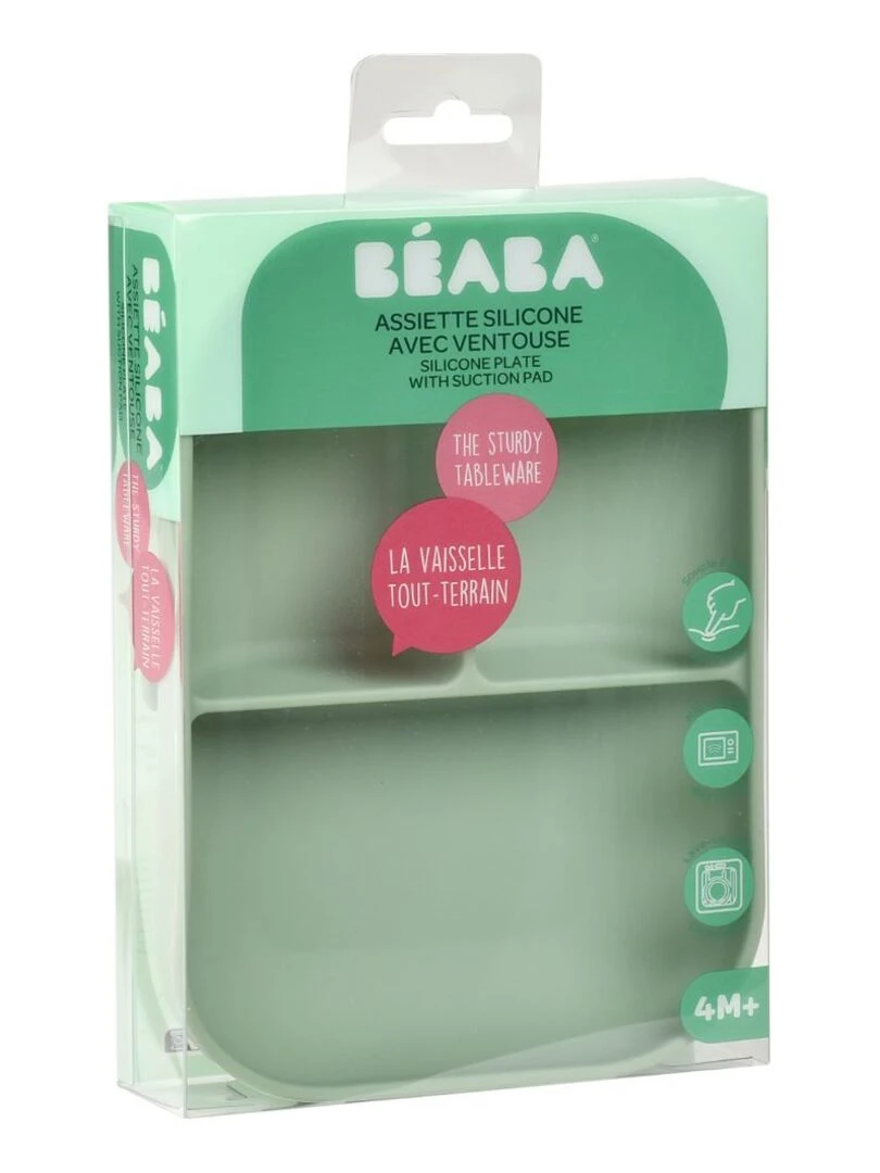 Assiette compartimentée à ventouse en silicone Vert sauge Vert