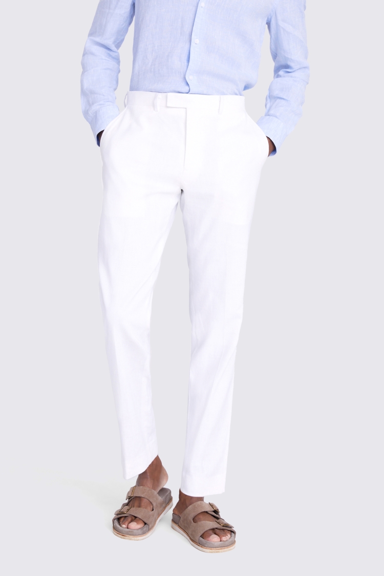 Tailored Matte White Linen Trousers Buy Online at Moss