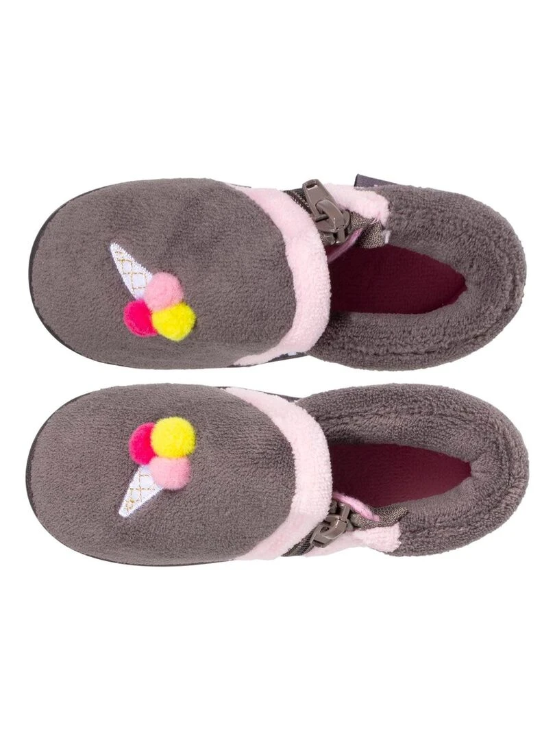Chaussons bottillons zip Bébé Glace Gris Gris