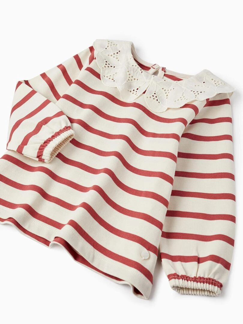 T shirt à manches longues en coton pour bébé fille  ATLANTIC COMPANY   Rouge foncé